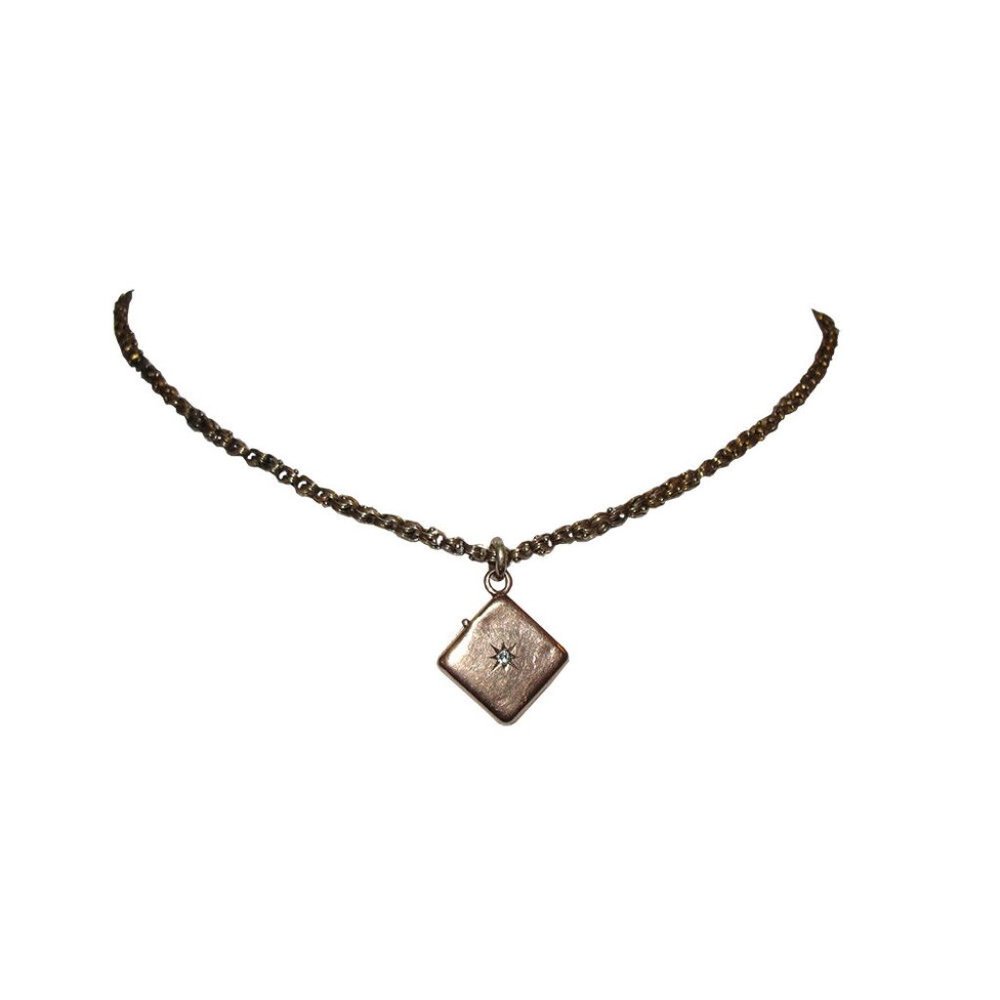 Square Locket Pendant Necklace in Gold Tone - Women's Jewelry